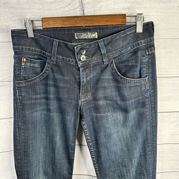 Hudson Womens size 28 Blue Bootcut Jeans Flap Back Pockets British Union Y2K - Picture 3 of 10